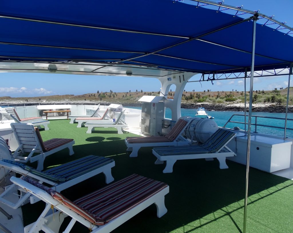Sundeck onboard the best Galapagos budget friendly cruise