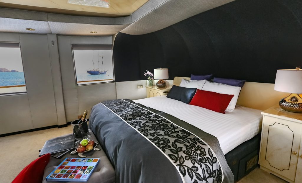Beautiful master suite aboard Passion the best Galapagos private charter