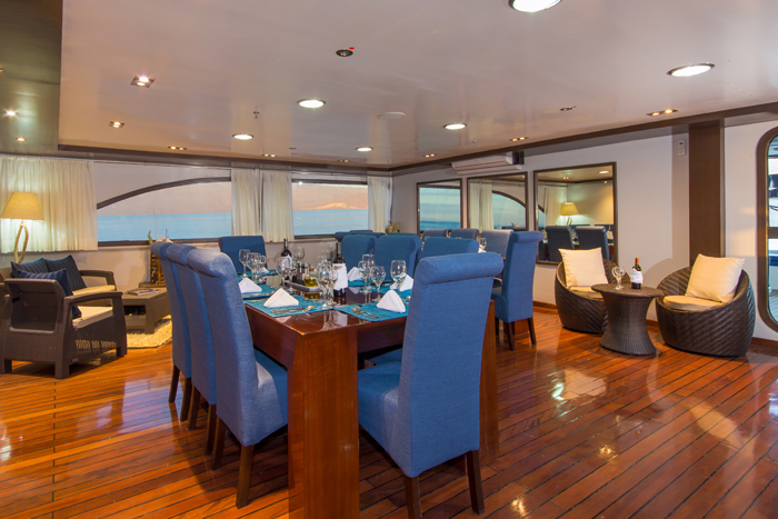 Expect fine dining aboard the Ultimate Galapagos Luxury Cruise