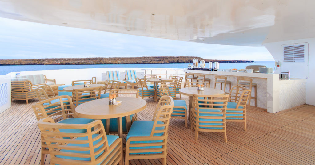 Alfresco dining option onboard the Endemic the best Galapagos luxury expedition