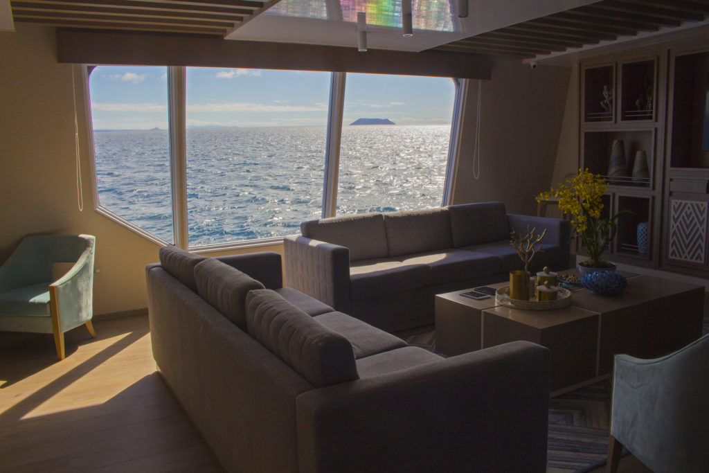 Panoramic view windows onboard the Endemic the best Galapagos luxury expedition