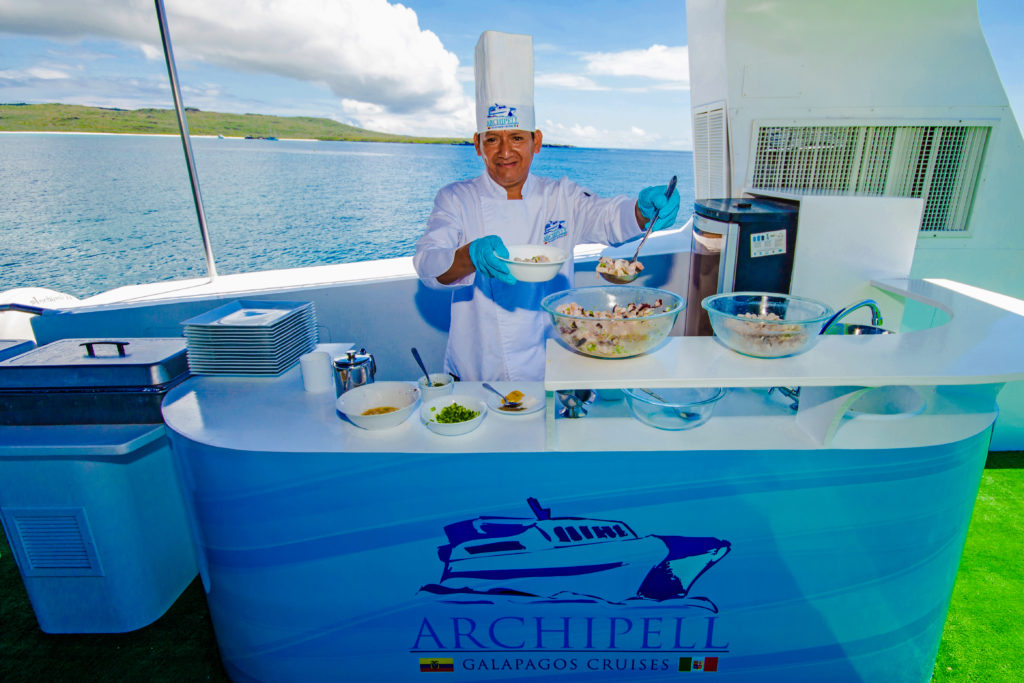 Ceviche Lunch onboard a great mid-range Galapagos cruise
