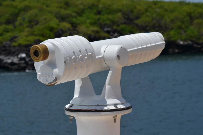 Viewer Telescope on Ocean Spray sundeck, part of the Ultimate Galapagos Luxury Cruise