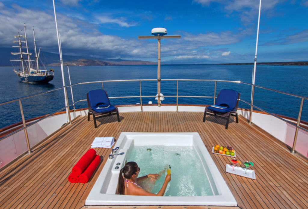 Exquisite jacuzzi aboard the best Galapagos private charter