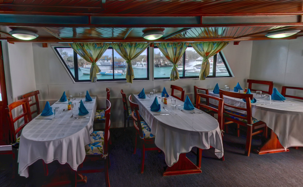 Dining room onboard the Cheapest Galapagos Cruise