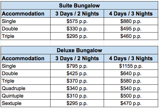 Hamadryade Lodge 2020 Rates